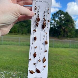 🚨5 for $25 NWOT Brown Beaded Necklace and Earring Set
